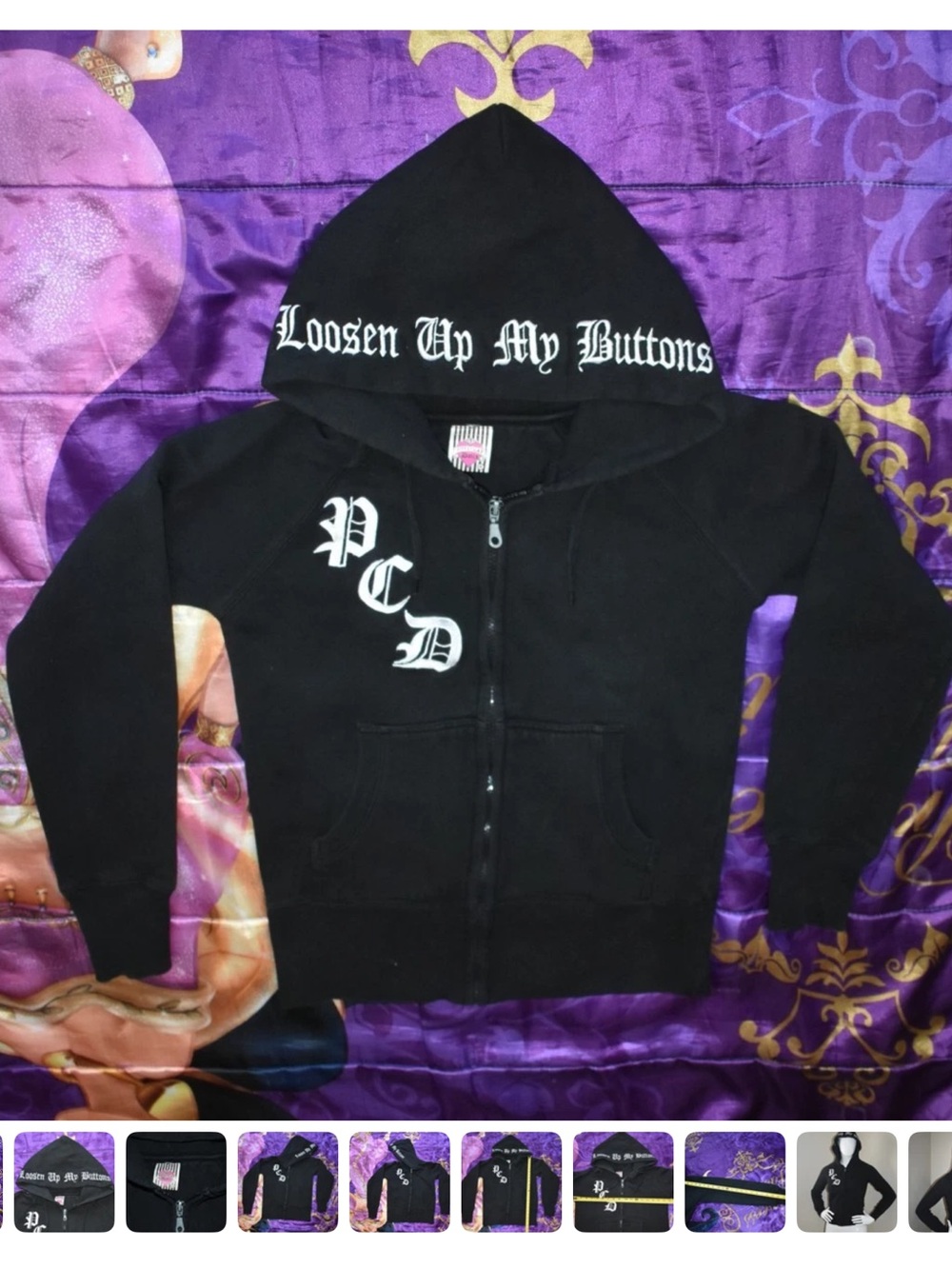 Pussycat Dolls Loosen Up My Buttons Black Hoodie JR M / WOMENS XS / SLIM SMALL